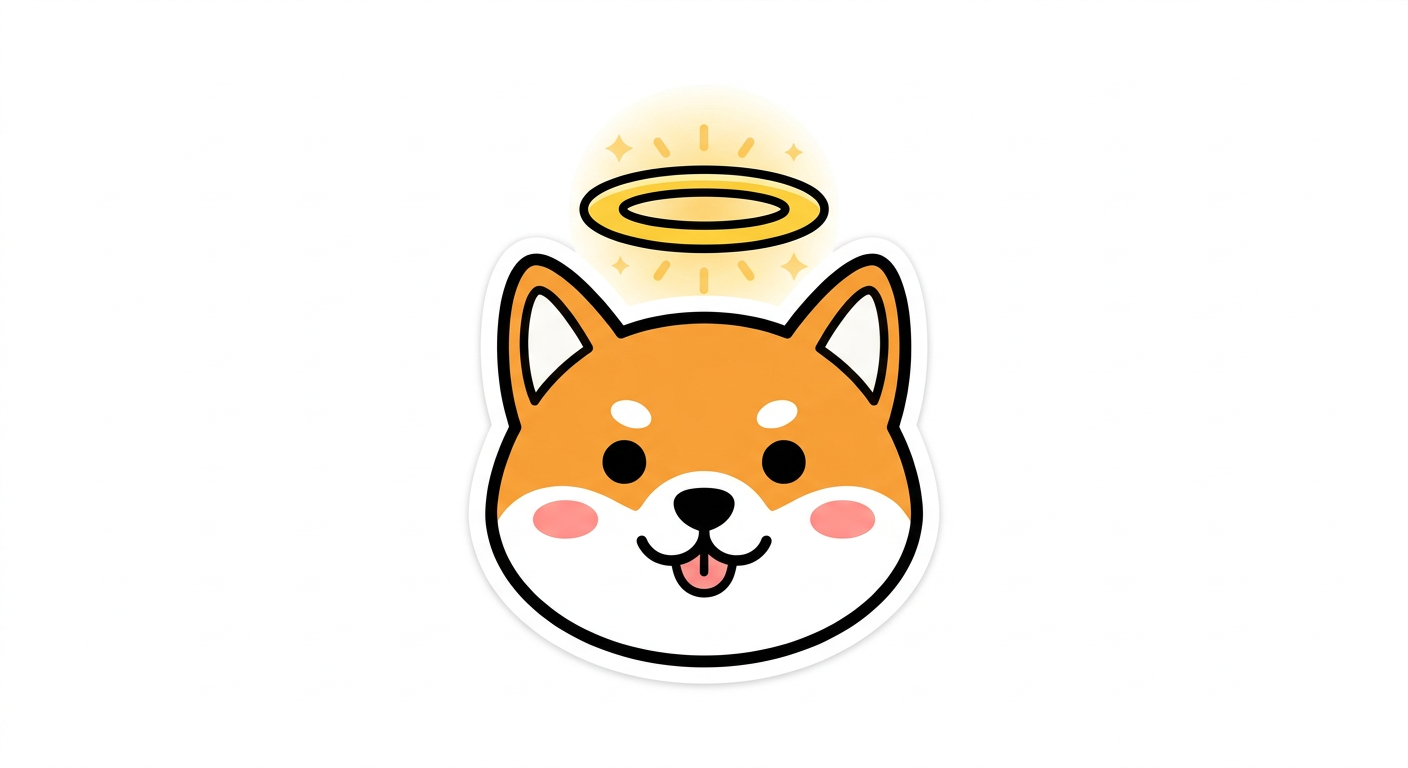 Shiba inu with a golden halo